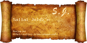 Sallai Jolán névjegykártya